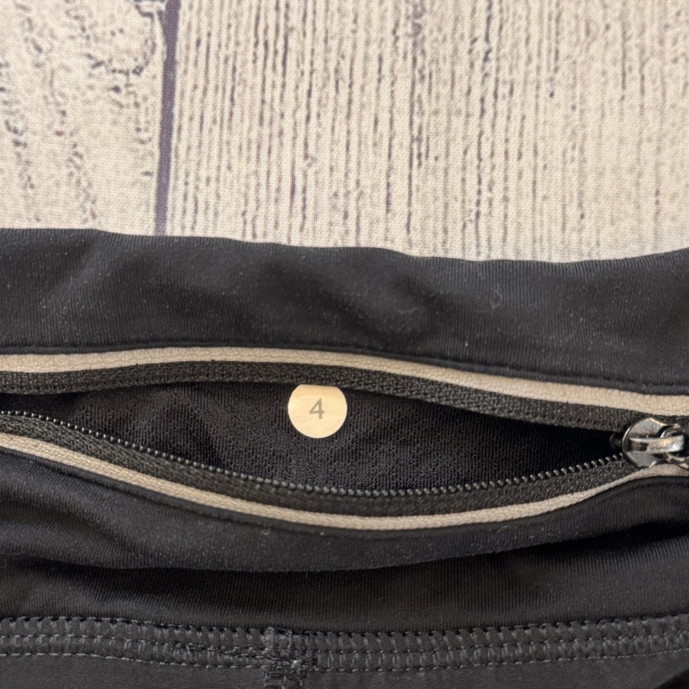 Lululemon Womens Shorts Black Lined Zip Pocket Short Size 4 Workout Running - Picture 3 of 5
